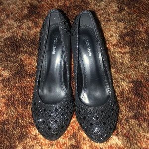 Cute black sequin women heels